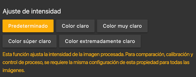 light intensity editor spanish