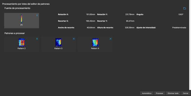 batch processing select spanish